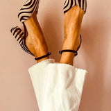 Zebrina™ | Zebra Sandals With Strap And Stable Heel