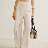 Luna | Women's High Waist Wide Leg Trousers Asymmetric Wrap Pants