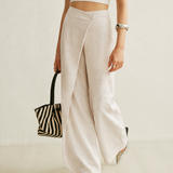 Luna | Women's High Waist Wide Leg Trousers Asymmetric Wrap Pants