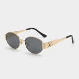 Isya | Small Oval Sunglasses With Metal Frame Detail
