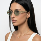 Isya | Small Oval Sunglasses With Metal Frame Detail