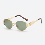 Isya | Small Oval Sunglasses With Metal Frame Detail
