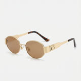 Isya | Small Oval Sunglasses With Metal Frame Detail