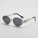 Isya | Small Oval Sunglasses With Metal Frame Detail