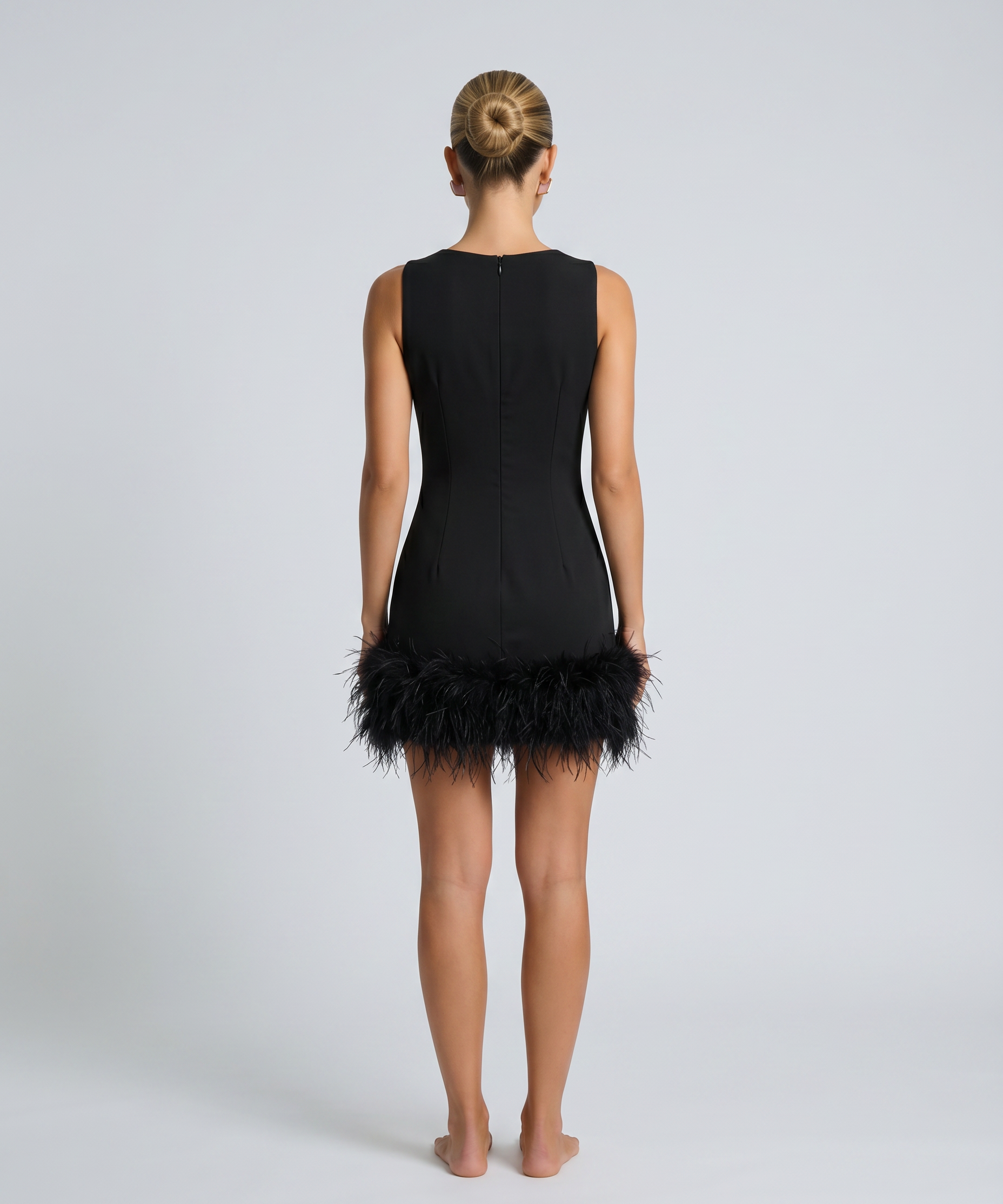 Nisha | Mini Dress With Feather Hem