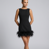 Nisha | Mini Dress With Feather Hem