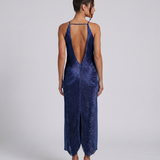 Renata | Halter Gown With Fringe Detail And Open Back