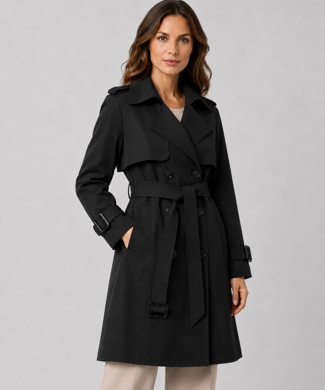 Ximena | Long Belted Trench Coat