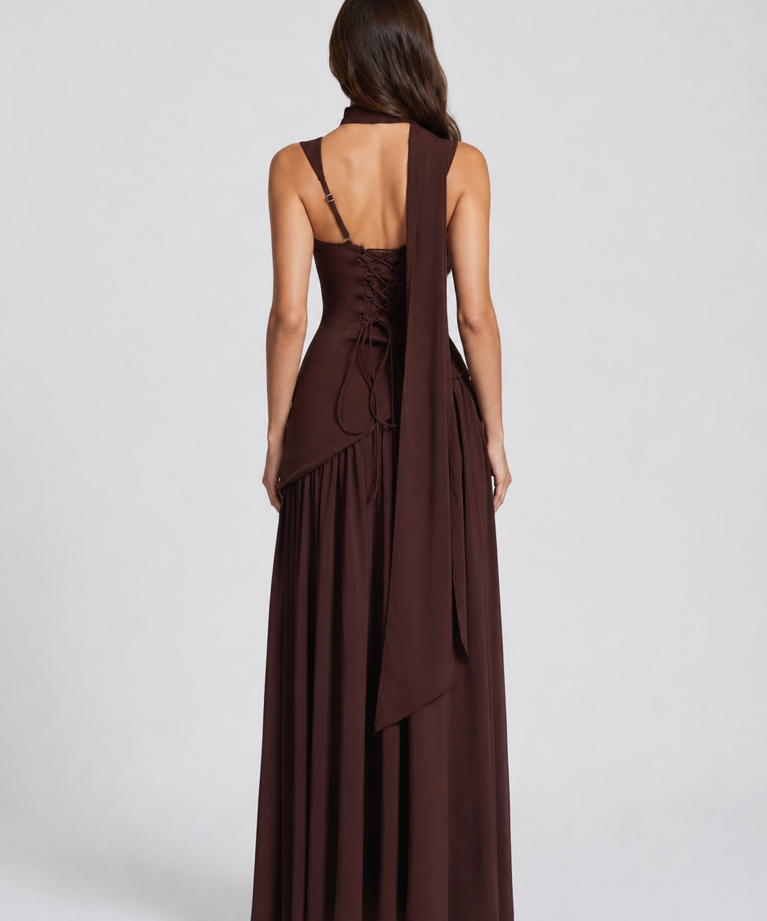 Ines | Sculpted Draped Satin Feel Maxi Dress