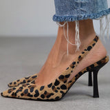 Liorina™ | Khaki Leopard Print Pointed Toe Pumps